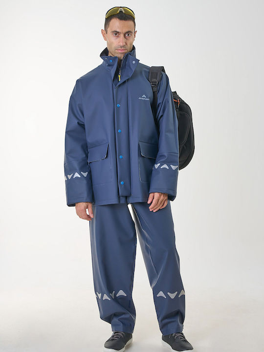 Anorak Κουστούμι Αδιάβροχο Ανακλαστικό Streetr Long Μπλέ