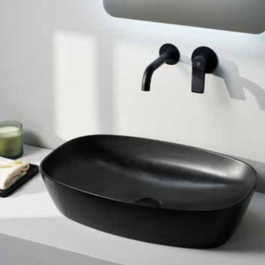 Tema Countertop Sink Porcelain 60x39x14cm Black