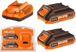 Hojita Satz von 2 Werkzeugbatterien Lithium 20V mit Ladegerät 601001.0010