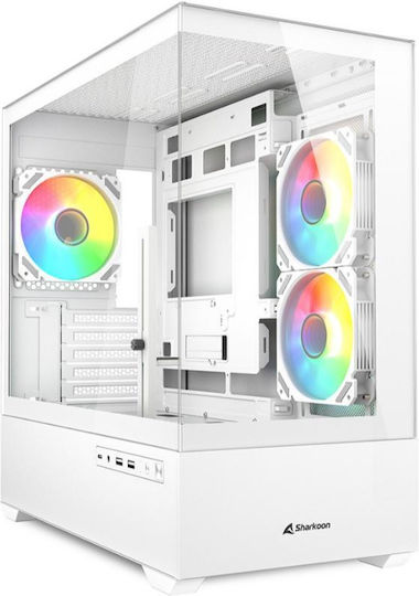Sharkoon MK6 RGB Gaming Micro Tower Κουτί Υπολογιστή με Πλαϊνό Παράθυρο Λευκό