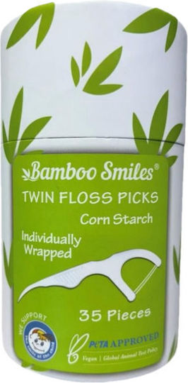 Bamboo Smiles Dental Floss with Handle Green 35pcs