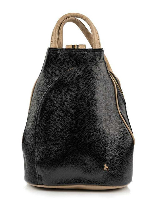 Boxer Leder Damentasche Rucksack Schwarz