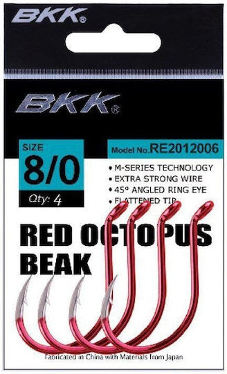Bkk Octopus Beak Red Hooks 5/0 5pcs