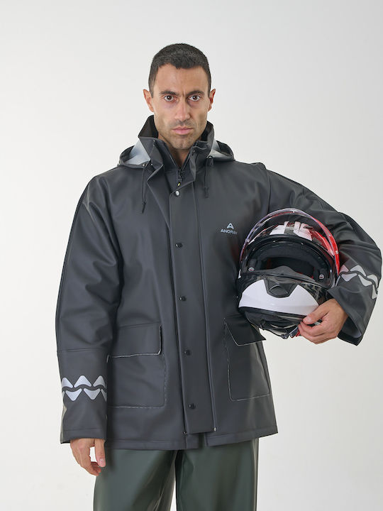 Geacă Anorak Impermeabilă cu Glugă Reflectorizantă Avenuer-ii Lungă Neagră