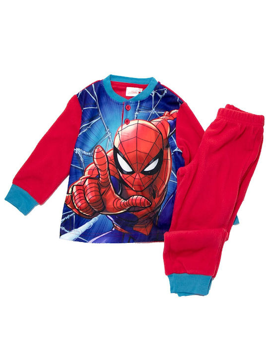 Marvel Παιδική Πιτζάμα Χειμωνιάτικη Fleece κόκκινο
