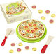 Pizza de tăiat din lemn cu cutie de carton
