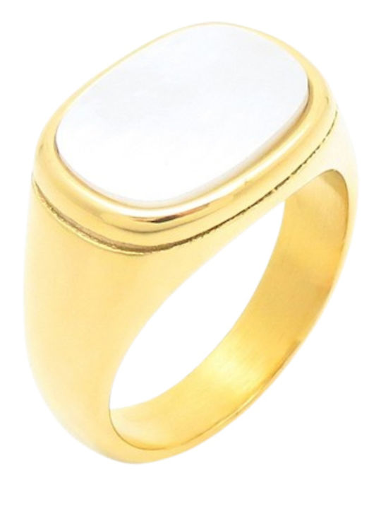 Puppis Damen Ring mit Steinen aus Stahl Vergoldet