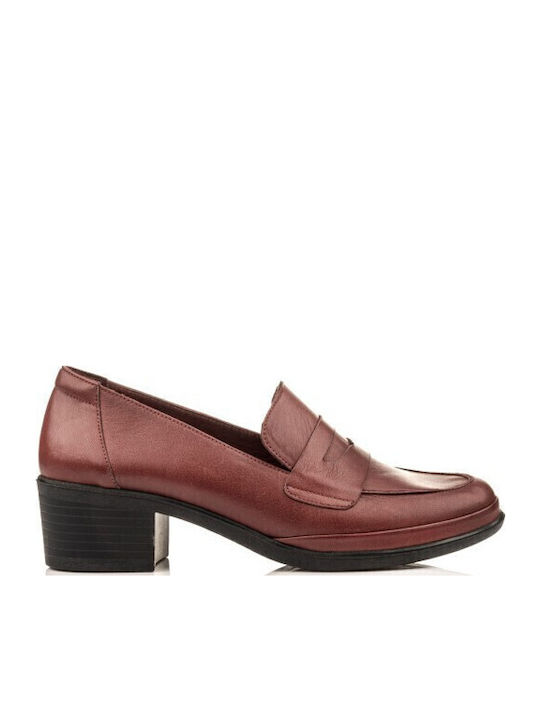 Leather Women's Loafers in Brown Color