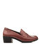 Leather Women's Loafers in Brown Color