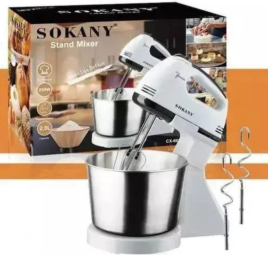 Sokany Mixer mit Edelstahlbehälter 2Es Weiß 250W