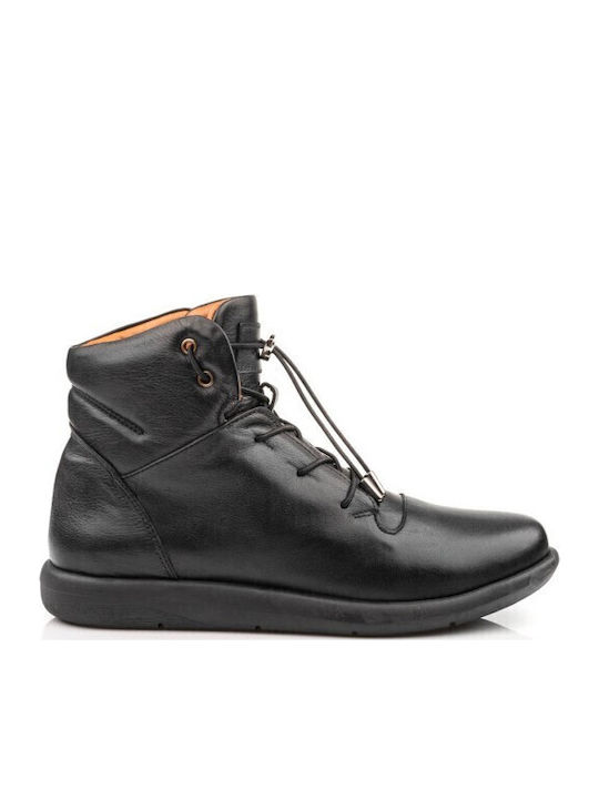 Boxer Leder Stiefeletten Damen Schwarz