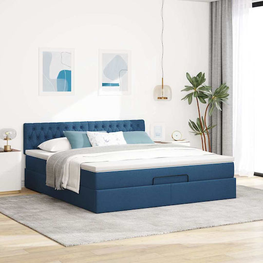 Doppelbett mit Stauraum & Matratze 160x200cm Blau Doppelbett mit Stauraum & Matratze 160x200cm Blau