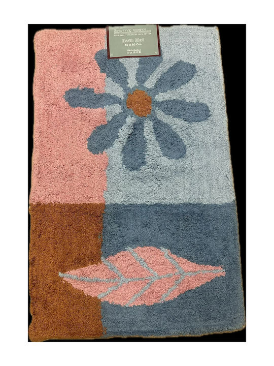 Badematte 50x80 100% Baumwolle Rosa-Hellblau