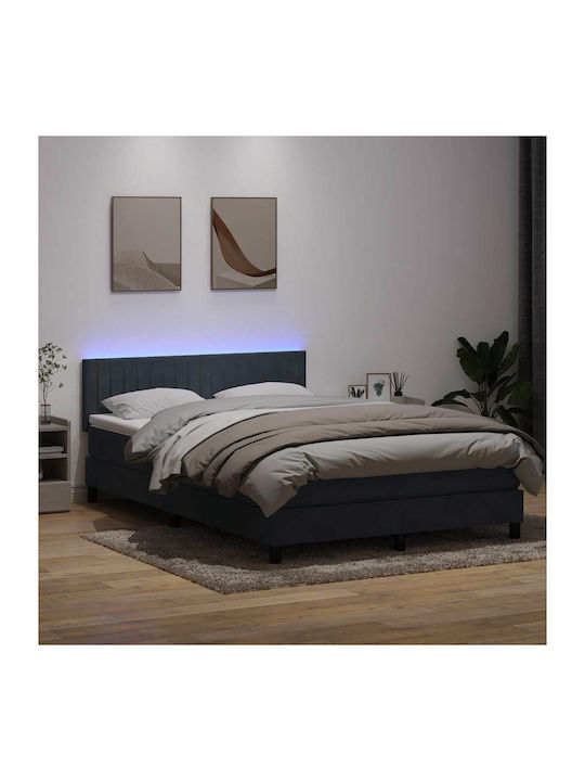 Doppelbett Bezogen mit Stoff Dunkelgrau mit Lattenrost & Matratze 160x210cm