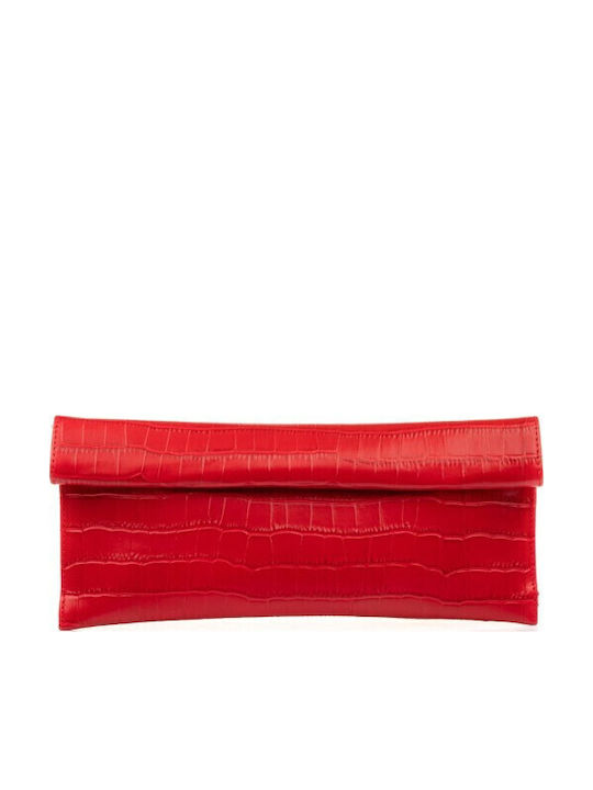 Boxer Leder Damen Kupplung Krokodilmuster Rot