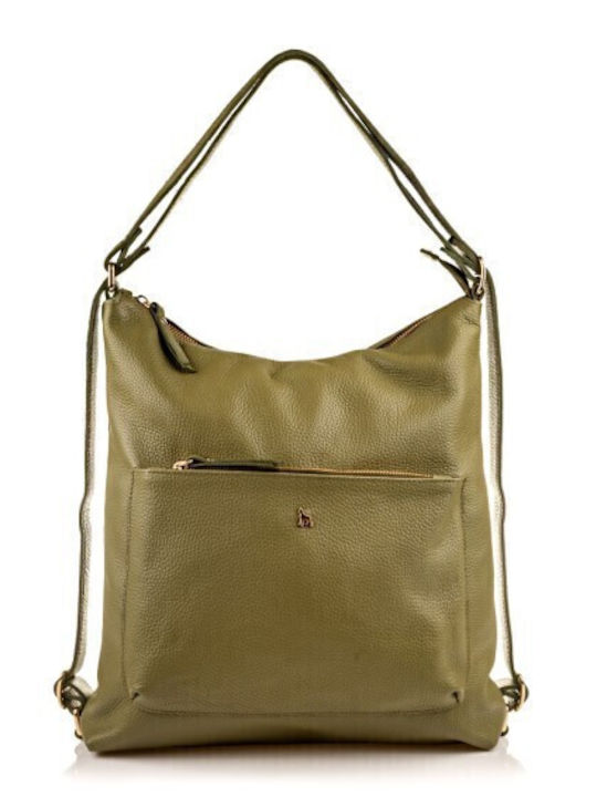 Boxer Leder Damentasche Schultertasche Khaki