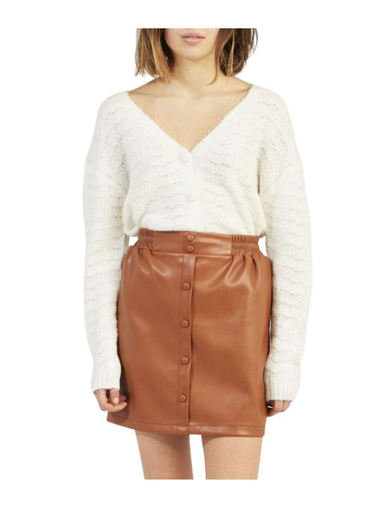 Naf Naf Leather Skirt Brown