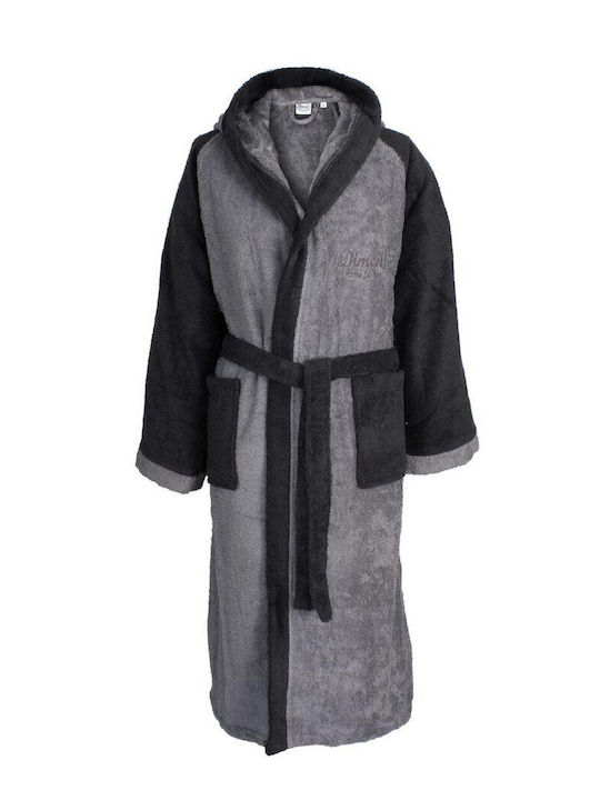 Dimcol 4020 Bathrobe with Hood Grey/Black 450gr/m²