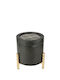 Decorative Wooden Box Black Metal Flower Metal Base 17x17x19cm