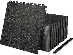 Rubber Gym Floor Puzzle Mat Black 12pcs