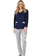 Tres Chic Winter Damen Pyjama-Set Blue