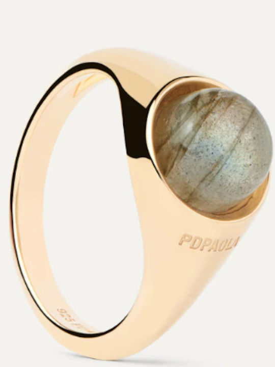 P D Paola Ring with Stones made of Silver Gold Plated
