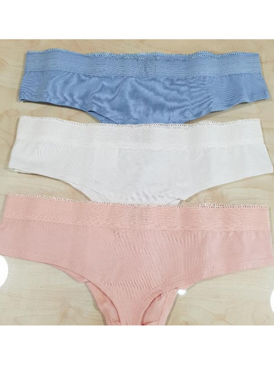 Βαμβακερά Women's String 3Pack White, Sky Blue, Pink