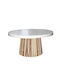 Round Central Coffee Table Solid Natural Colour/White Surface W90xL90xH46cm