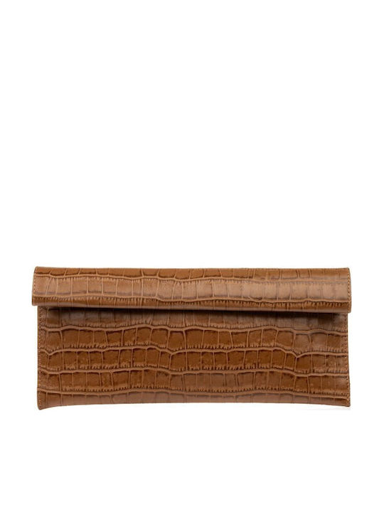Leder Damen Umschlag Croco Tabak