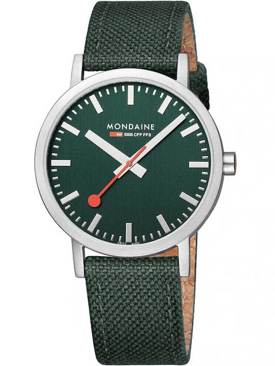 Mondaine Ceas Barbățesc cu Baterie cu Culoare Verde Material textil