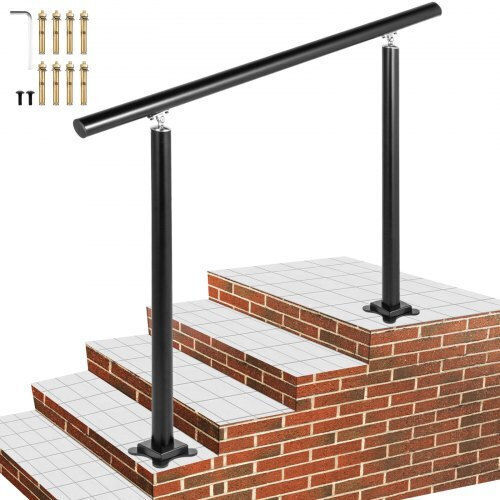 Vevor Black Outdoor Stair Railing 4ft Adjustable 0-60° Garden Lzltfs4ycyghsdlz1v0