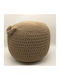 Pouf din macrame cu mâner 50x45cm Maro