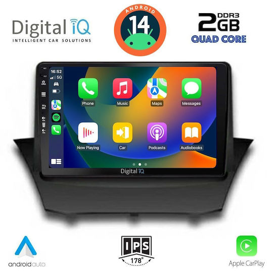 Digital IQ Auto-Audiosystem für Ford Fiesta 2008-2017 (Bluetooth/USB/AUX/WiFi/GPS/Apple-Carplay/Android-Auto) mit Touchscreen 9"