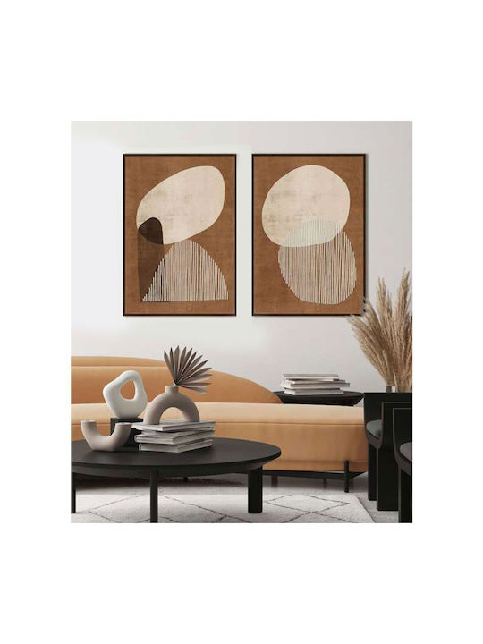 Inthebox Convex Decorative Canvas Painting Terracotta Beige MDF Frame Brown 60x90xh4.3cm 031349