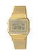 Casio Vintage Digital Herrenuhr 33mm Batterie mit Gold Metallarmband