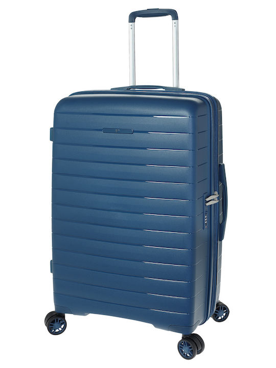 Verage Medium Hard Blue Travel Suitcase with 4 Wheels Height 65cm