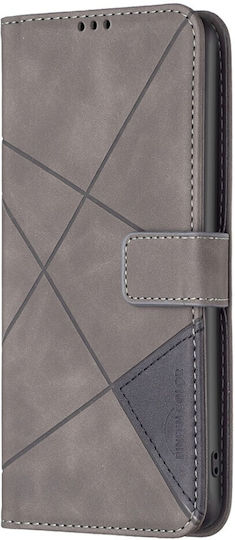 Binfen Magnetic Buckle Rhombus Texture Book Tempered Glass Gray (TCL 306 / 305 / 30 SE / 30E) Case