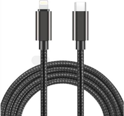 Naxius Braided USB-C to Lightning Cable 27W Μαύρο 1m