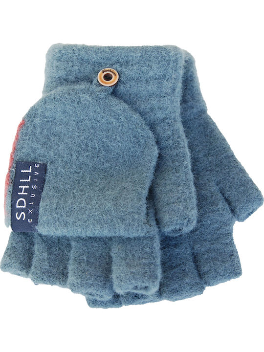 Vamore Unisex Knitted Fingerless Gloves Light Blue
