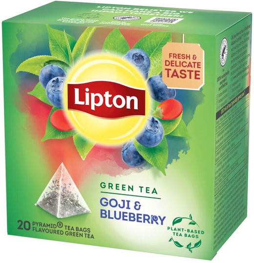 Lipton Τσαι Πρασινο Πυραμιδα 20x1 4gr Γκοτζι Μπερι + & Μυρτιλο