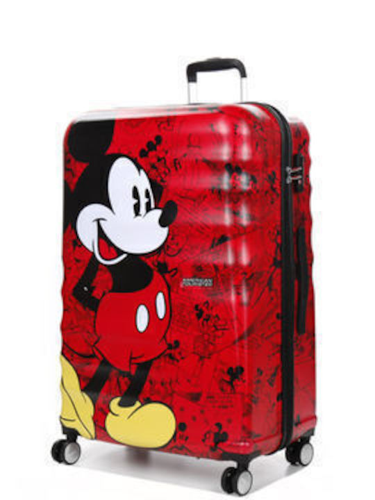 American Tourister WaveBreaker Kids Large Hard Red Suitcase With 4 Wheels Height 77cm