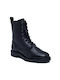 Leder Stiefeletten Damen Schwarz