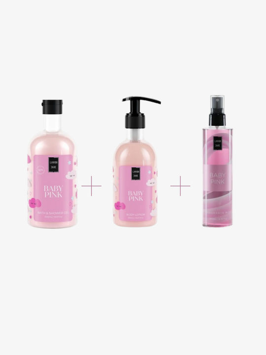 Baby Pink Skin Care Set for Body Cleaning & Moisturizing 3pcs
