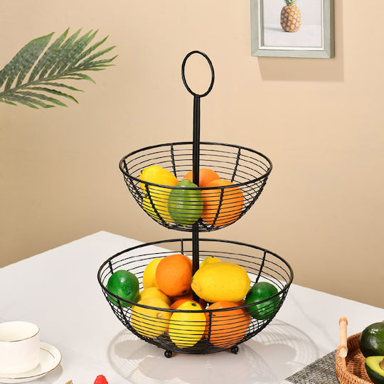 Elitehoff Obstschale Inox 2 Niveaus Schwarz 26x26cm