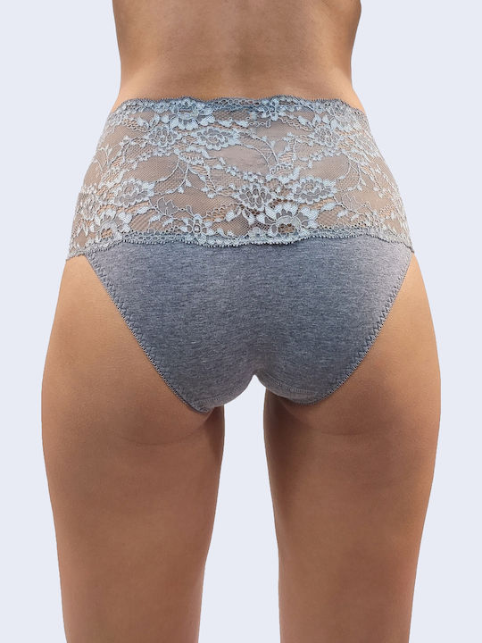High-waisted Women's Slip Seamless with Lace Gray