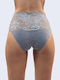 High-waisted Women's Slip Seamless with Lace Gray