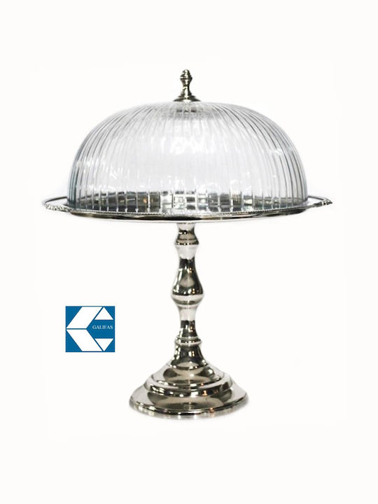 Galifas Kuchenständer Metallisch mit Fuß Silber 26x26x31cm