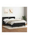 Vidaxl Pat Boxspring Saltea Negru 160x210cm Catifea 1 Buc Dublu Negru
