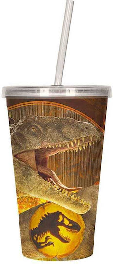 Sd Toys Water Glass Plastic Brown with Straw 500ml