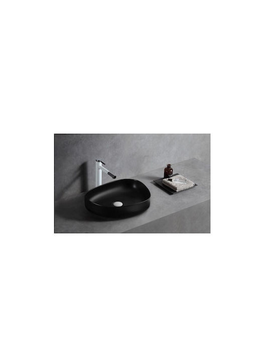 Sanindusa Countertop Sink Porcelain 48x37.5x12.5cm Black Matt